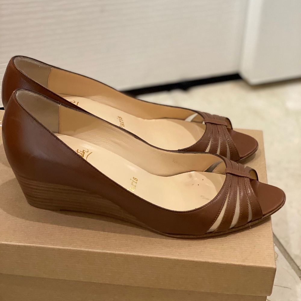 *Authentic* Christian Louboutin Open Toe Wedge